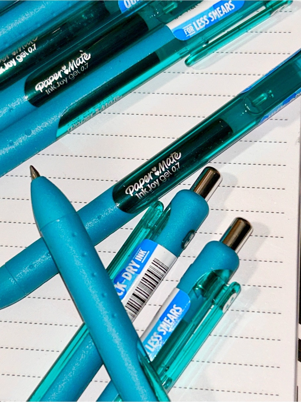 NEW Turquoise InkJoy 0.7 Gel Ink Pens - Blue/Teal (Pack) of 12 FINE TIP CLICK ON